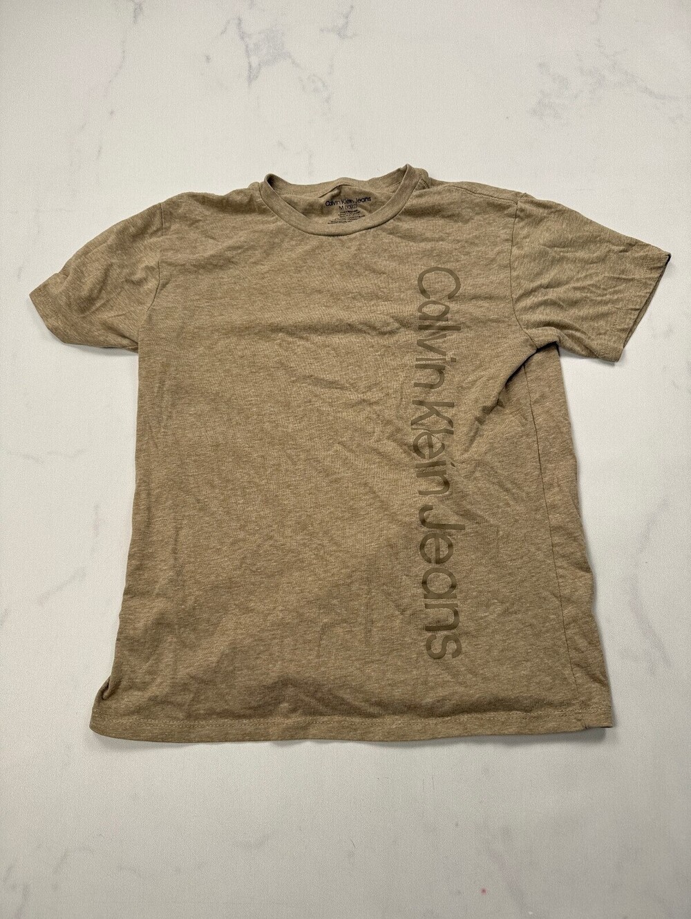 Calvin Klein Jeans Graphic Tee Tan 1990s 90S Minimalism - Boys M (10/12)